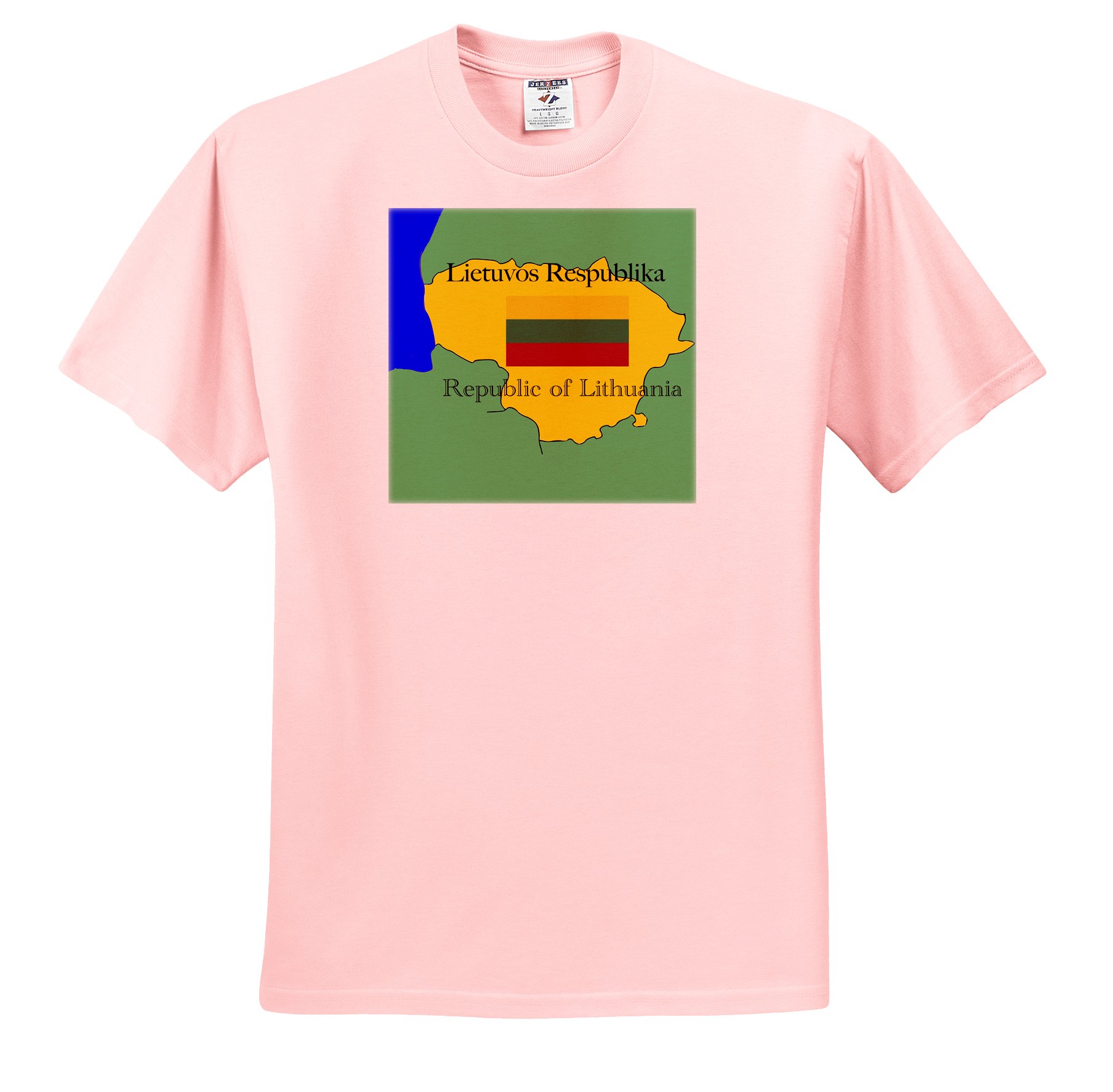  777images Flags And Maps The Map And Flag Of Lithuania With The Republic Of Lithuania Printed In English And Lithuanian Adult Light Pink 2 Ts3921438 T Shirt