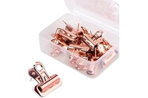 Yalis Push Pins Clips 15-Count, Pinning No Holes for Paper, Creative Paper Clips with Tack for Cork Board and Photo Wall (Rose Gold)