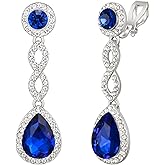 Crysdue Women's Rhinestone Bridal Chandelier Dangle Earrings for Wedding, Spiral Infinity Stunning Crystal Teardrop Jewelry for Prom Party