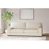 Signature Design by Ashley Sofa Couch, 96 in White Chenille, Birch | 100% polyester fabric with 25 in deep seating, Contemporary couches for living room, Anti-sag foundation, Maggie Series