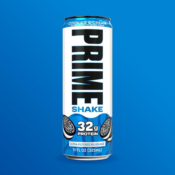 PRIME SHAKES, COOKIES & CREAM, 32G PROTEIN SHAKE FOR MUSCLE SUPPORT & RECOVERY, ULTRA-FILTERED MILK, LACTOSE FREE, LOW SUGAR, LOW CALORIE, READY TO DRINK, 11 FL OZ, 12 PACK
