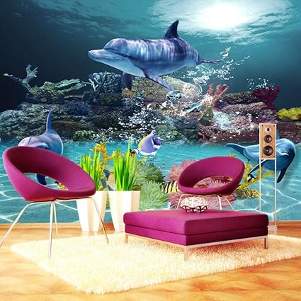 Mural Fotográfico De Océano Profundo De Dibujos Animados Del Mundo