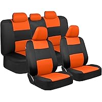 BDK PolyPro Car Seat Covers, Full Set in Orange on Black – Front and Rear Split Bench Protection, Easy Install with Two…
