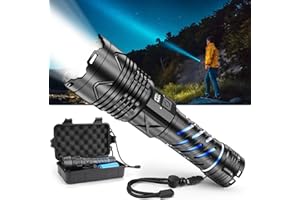 JMNGSHU 999000 High Lumens Rechargeable Flashlight with Type-C Fast Charging & 16-Hour Runtime, 5 Modes, Telescopic Zoom, Waterproof, Compact Handheld Flashlight for Camping, Hiking, Hurricane Prep