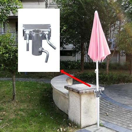 Amazon Com Wisvis Outdoor Parasol Holder Stainless Steel Parasol Stand Fixed Clip For Garden Balcony Umbrella Garden Outdoor