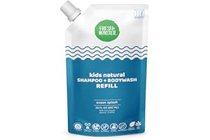 Fresh Monster 2-in-1 Kids Shampoo & Body Wash, Toxin-Free, Hypoallergenic, Natural Shampoo & Body Wash for Kids, Ocean Splash (30oz Refill Pouch)