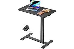 NICECOZY Overbed Bedside Table with Hidden Casters,Adjustable Hospital & Home Use Bed Table, Rolling Laptop Table, Mobile Standing Desk,Black