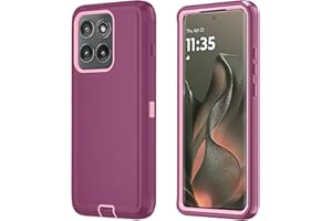 Qinmay Phone Case for Motorola Moto Edge 5G 2025 Case, Heavy Duty Shockproof & Dropproof 3-Layer Cover Phone Case for Moto Edge 2025 (WineRedPink)