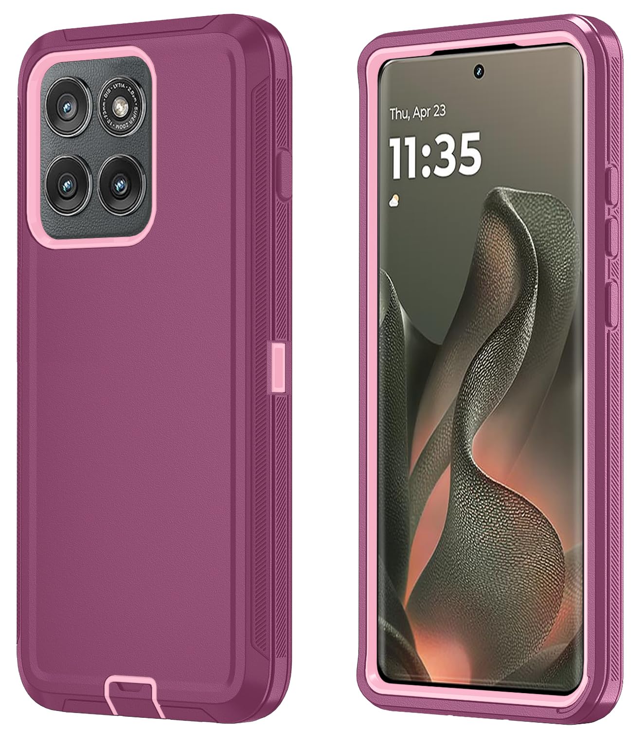 Photo 1 of Qinmay Phone Case for Motorola Moto Edge 5G 2025 Case, Heavy Duty Shockproof & Dropproof 3-Layer Cover Phone Case for Moto Edge 2025 (WineRedPink)