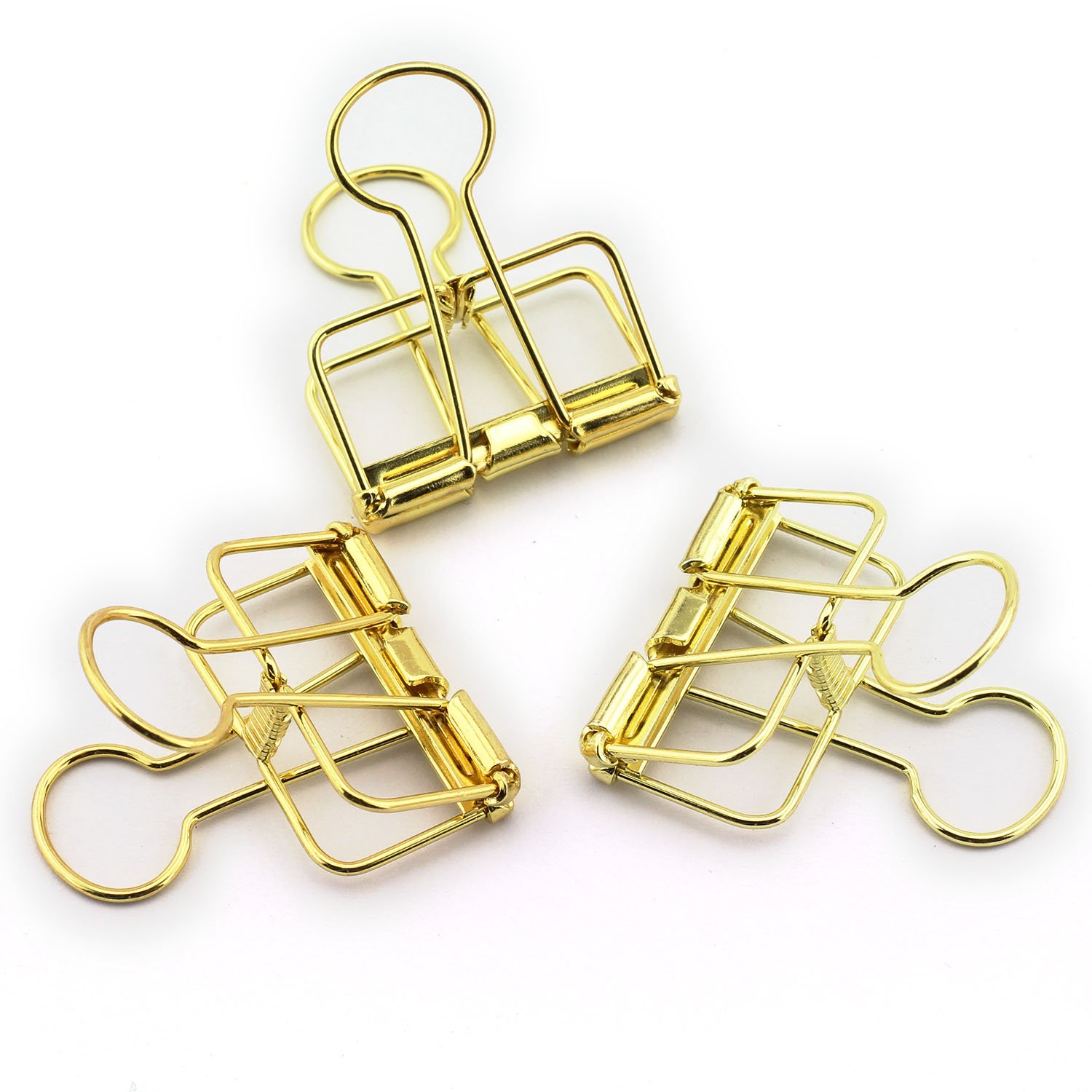 NXG 12 Pack Medium Metal Wire Binder Clips, Office Supplier School Accessories,Colorful Hollow Out Paper Organizer, Paper Binder Clip(Gold)