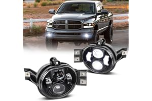 OPP ULITE Led Fog Lights for Dodge Ram 1500 2002-2008, Dodge Ram 2500 3500 2003-2009, 80W 6000K 9600LM Plug N Play 4.5inch Fo