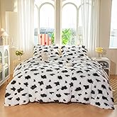 chovy Faux Fur Plush Tie-Dyed Cow Print Comforter Sets Twin/Full Size - Ultra Soft Shaggy Flannel Velvet Fluffy Fuzzy 3PC Bedding Set (Comforter x 1 Pillowcases x 2)