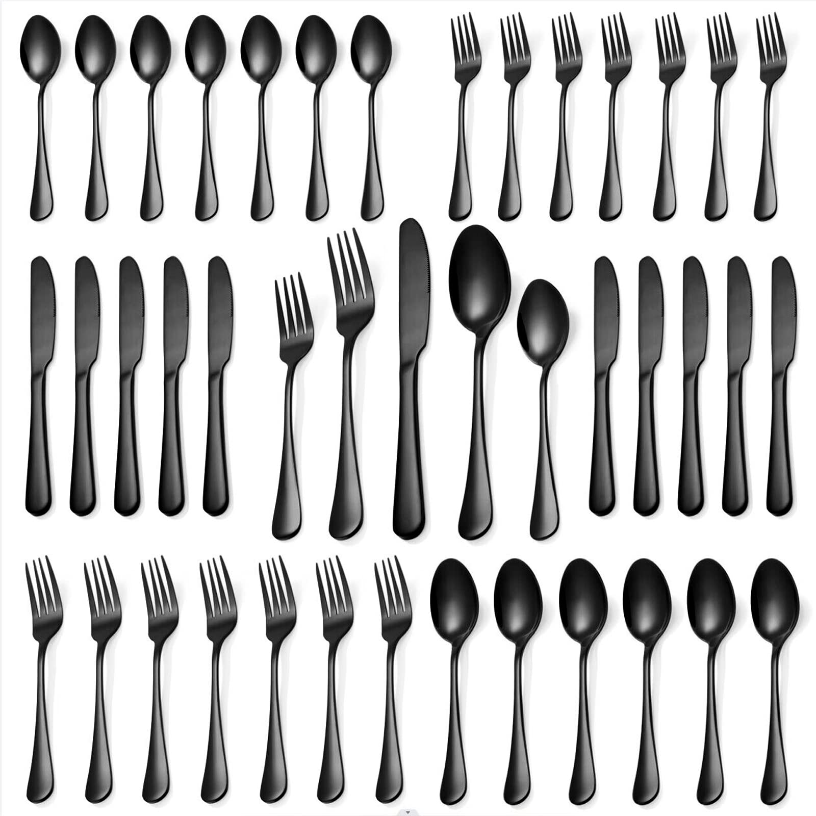 Photo 1 of 20 Pcs Black Silverware Set, Stainless Steel Flatware Set for 4, Food-Grade Cutlery Set, Mirror Polished Tableware Eating Utensils Set for Home Kitchen, Include Knife Fork Spoon Set, Dishwasher Safe