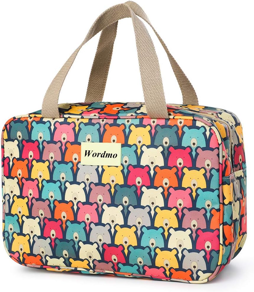 wordmouk Toiletry Bag Large Waterproof Cosmetic Bag Portable Travel Hanging Make up Wash Bags Makeup Organizer Toiletries Bathroom Storage Case for Women Girl Ladies Vacation Household (Lovely Bear)