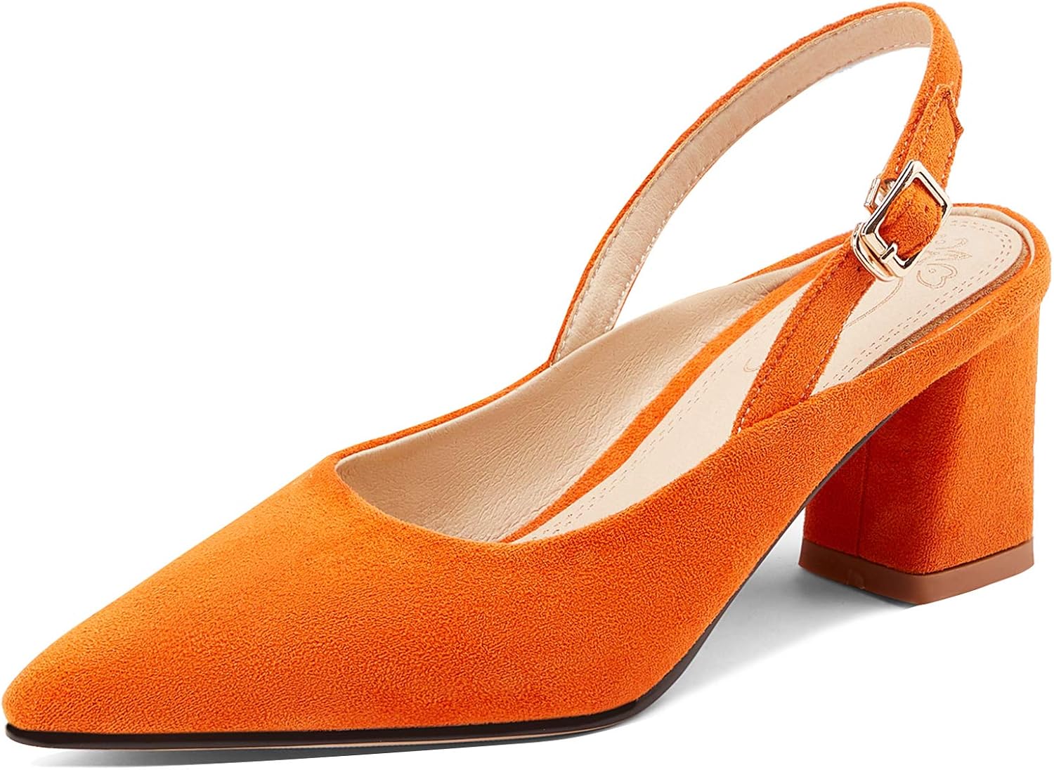 Garggi Slingback Shoes Pointed Toe Women Party Block Heels Pumps Dress