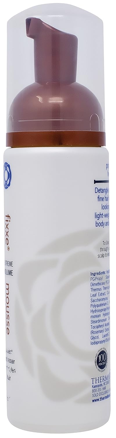 Thermafuse Fixxe Volume Mousse for Body - Sulfate Free, Lightweight, Bodybuilding, Volumizing Foam Styling Product. Gives Natural Bounce to Thin, Thinning, Fine or Normal Hair (8 oz) : Hair Styling Mousses Hair Styling Foams : Beauty