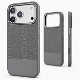 Naviang Case for iPhone 17 Pro, MagSafe Compatible (Graphite Gray) | Two-tone synthetic leather case with MagSafe compatibility, water-resistant surface, textured grip, and raised camera bezel.