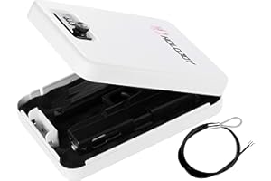 HOLOJOY Pistol Safe,Handgun Lock Box,Lockbox for Guns and Valuables,Portable Security Case Travel Gun Safe for Cars,Home (WHITE-L-Dial lock)