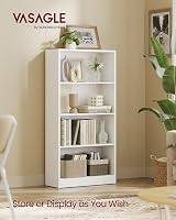 VASAGLE 4 Tier Bookcase Adjustable Shelves White LBC107T14 60x24x121 cm view 2