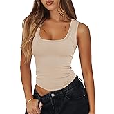 Pungdra Womens Sleeveless Scoop Neck Ribbed Tank Tops for Women Fitted Summer Workout Cute Basic Cotton Tanks