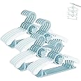 HGYZE Baby Hangers for Closet 20pcs 11-14" Kid Hanger for Nursery, Adjustable Infant Cloth Hanger for 0-18yrs Girl Boy, Plastic Newborn Coat Hanger, Non-Slip Child Pant Rack for Toddler, Blue & White
