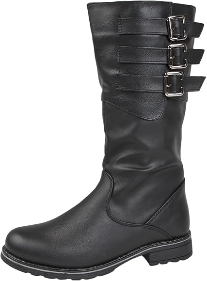 black patent quilted knee high boots