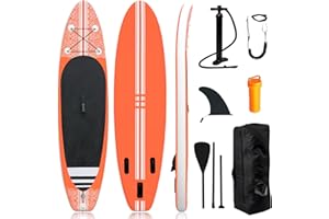 Smartmak Inflatable Stand Up Paddle Board (6 Inches Thick), Non-Slip Deck Standing Boat, Include Adjustable Paddle, Backpack, Hand Pump, Fin, Leash, for Youth & Adult- (10'x30'' x6'')
