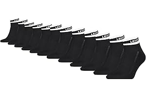 Levi's mens 12-pack Quarter Crew Socks, Cushioned Footbed, Arch Support & Mesh VentilationSocks