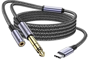 MOSWAG USB C to 6.35mm 1/4 inch TRS Cable, Professional Type C to 1/4 Audio, Recording, Listening Adapter for Google Pixel 4X