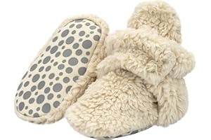 Zutano Unisex Furry Baby Booties with Grippers, Organic Cotton Lining, Baby Registry Must Haves