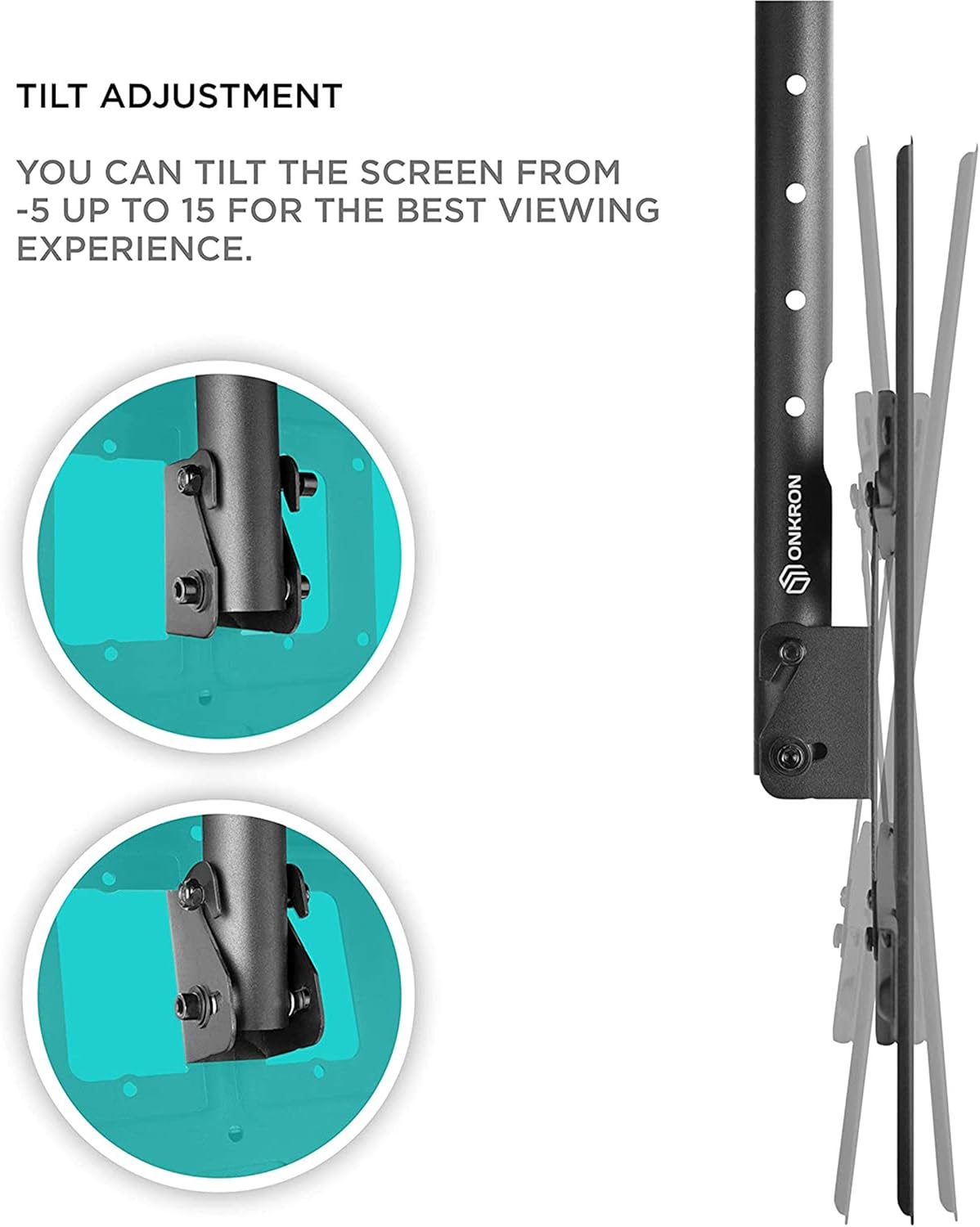 ONKRON Ceiling TV Mount Bracket Height Adjustable for 32 to 70 Inch LED LCD TVs N2L Black - Image 3