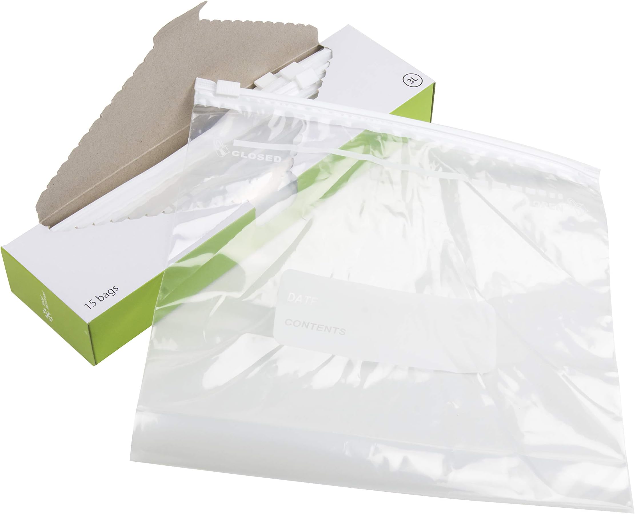 Zip-Lock Reusable Zip-Lock Bags, Freezer or Sous Vide Vacuum Bag, 15 pcs, 3 Liter