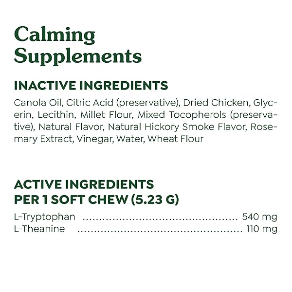 GREENIES SUPPLEMENTS CALMING CHEWS FOR DOGS CHICKEN FLAVOR, 14.7 OZ. CONTAINER OF 80 CT.