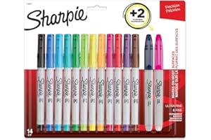 SHARPIE Ultra Fine Permanent Marker Set - 12 Assorted Ultra Fine Markers plus 2 Fine Point Markers