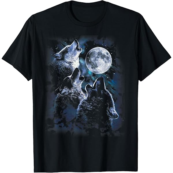 Amazon.com: Four Wolfs Howling At The Moon Wolf Lover T