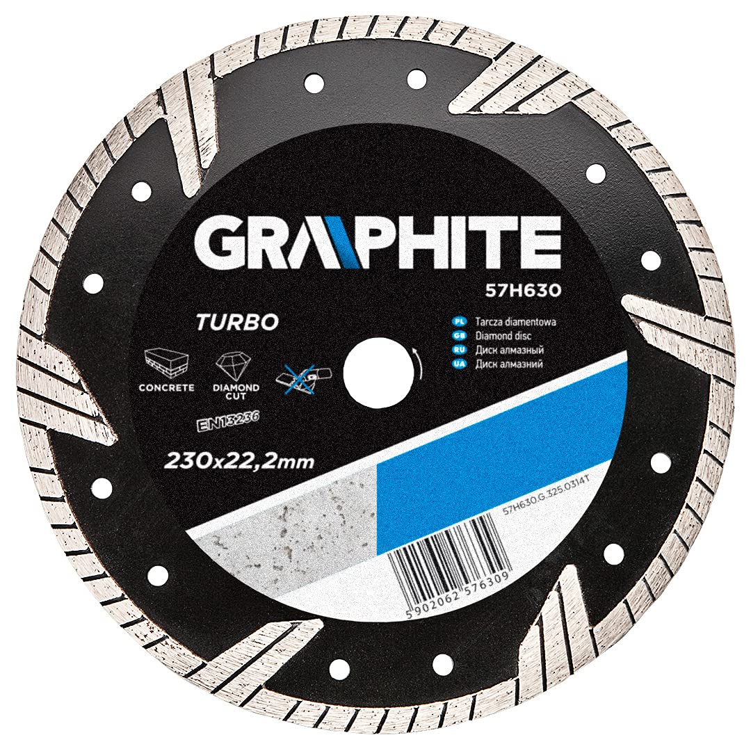 Graphite Professional Turbo Diamond disc Blade 230x22.2 Wet & Dry Cutting (GRA 57H630)