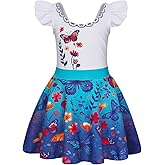 COTRIO One Piece Princess Swimsuit for Girls Short Sleeve Swim Dress Rash Guard Bathing Suit Skirted Swimwear 1-10 Years