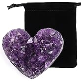 Amethyst Heart Healing Crystal Cluster Quartz Purple Raw Gem Stones Gift for Meditation Decor Energy Balance Reiki 1.2-2"/3-5cm
