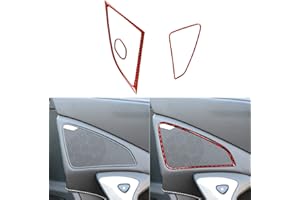 NVCNX Real 3K Carbon Fiber Door Side Audio Speaker Button Frame Cover Decal Car Interior Trim Accessories for Chevrolet Corvette C7 Z06 2014 2015 2016 2017 2019 Red 3PCS