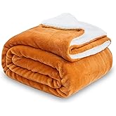 SOCHOW Sherpa Fleece Throw Blanket, Double-Sided Super Soft Luxurious Plush Blanket Throw Size, Burnt Orange, 50x60 inches