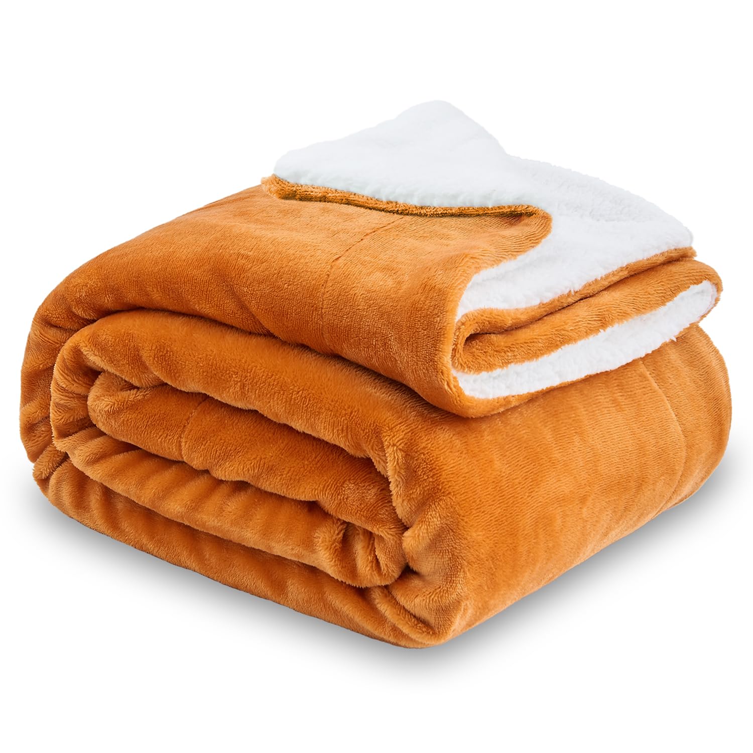 SOCHOW Sherpa Fleece Throw Blanket, Double-Sided Super Soft Luxurious Plush Blanket 127cm×150cm, Burnt Orange