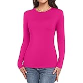 Long Sleeve Shirts for Women Crew Neck Lightweight Slim Fit Fall Going Out Tops Underscrub Winter Clothes