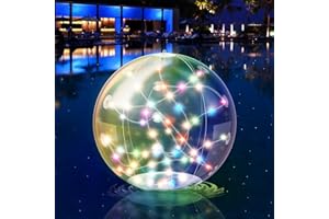 Sunlisky Solar Floating Pool Lights, 14.5" Inflatable Light up Pool Balls Changing Colors,IP68 Waterproof & Remote Control,Swimming Pool Party Decorations, Cool Outdoor Decor（1pcs）