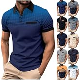 Muscularfit Mens Shirts Casual Stylish Button Down Short Sleeve Polo Shirt Summer Vacation Shirts Loose Athletic Pullover Tee