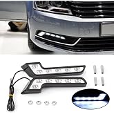 EOHMAK LED Daytime Running Light Kits 2PCS 12V L Shaped Driving Lamp | Daytime Running Fog Light Durable Waterproof Car LED Lamp