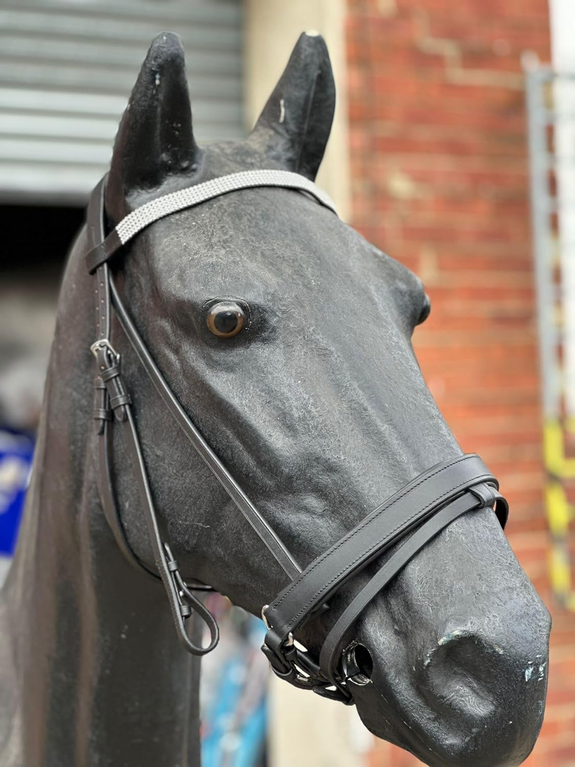 STARLIGHT LEATHER PADDED COMFORT BRIDLE WITH CRYSTAL BROWBAND FULL TO SHETLAND (Cob, Black)