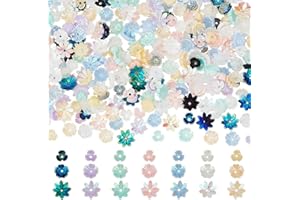 CRAFTYMELODY 300Pcs Flower Beads Caps 3 Styles Opaque Resin Beads AB Color Plated Floral Bead 5-Petal Flower End Caps Spacer 