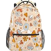 College Bookbag Retro Mushroom School Bag Business Laptop Backpack Travel Hiking Daypack Large Diaper Bag for Adult Girls Boys