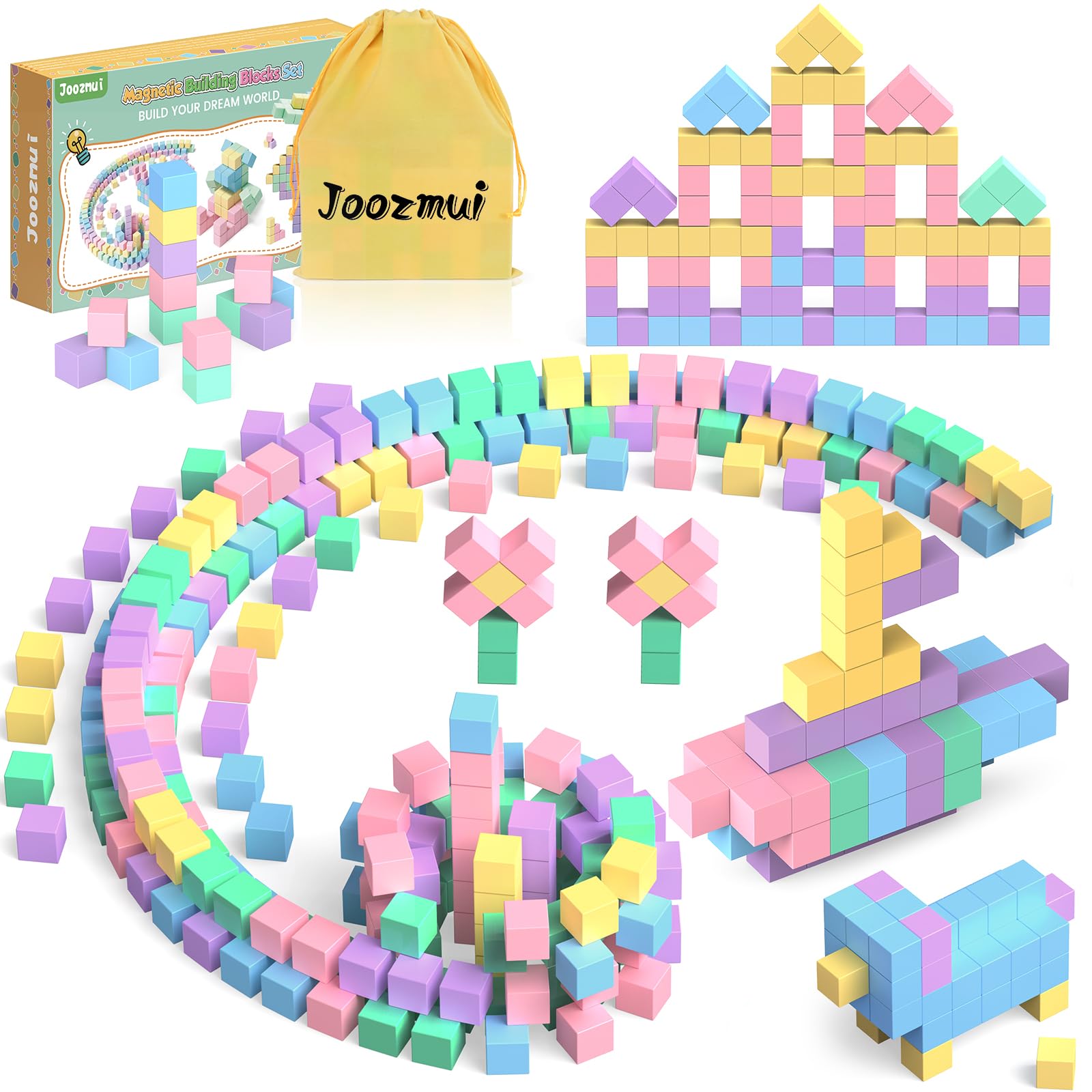 Joozmui Magnetic Building Blocks for Kids, 100 PCS Magnetic Blocks For Kids Boys Toys Age 3 4 5 6 7 8 Travel Construction Toys Gifts for Boys Girls Montessori Sensory Toys (0.98 Inch*0.98 Inch)