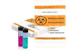 PUREVACY Biohazard Specimen Bags, 12 x 15 Inch. Pack of 100 Clear Zipper Specimen Bags. 3 Wall Polyethylene Specimen Bag. 2 Mils Specimen Biohazard Bag. Biohazard Transport Bag. Biohazard Plastic Bags